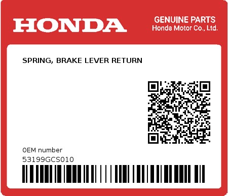 Product image: Honda - 53199GCS010 - SPRING, BRAKE LEVER RETURN  0
