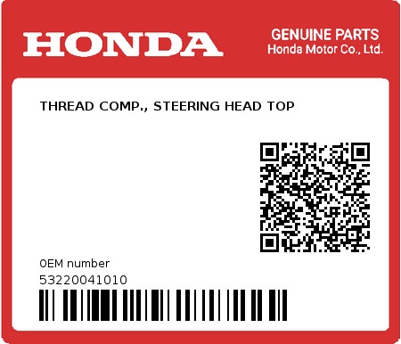 Product image: Honda - 53220041010 - THREAD COMP., STEERING HEAD TOP  0