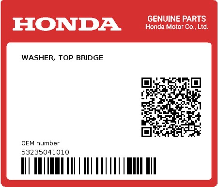 Product image: Honda - 53235041010 - WASHER, TOP BRIDGE  0