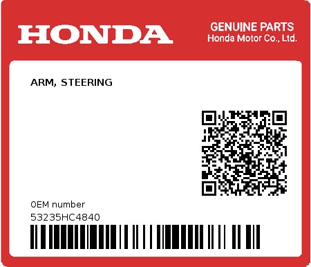 Product image: Honda - 53235HC4840 - ARM, STEERING  0