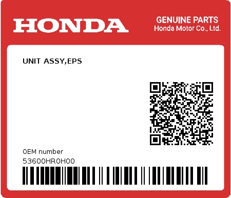 Product image: Honda - 53600HR0H00 - UNIT ASSY,EPS  0