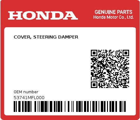 Product image: Honda - 53741MFL000 - COVER, STEERING DAMPER  0