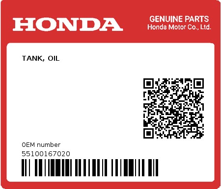 Product image: Honda - 55100167020 - TANK, OIL  0