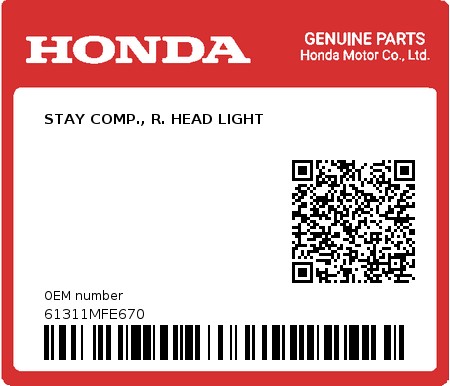 Product image: Honda - 61311MFE670 - STAY COMP., R. HEAD LIGHT  0