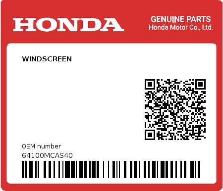 Product image: Honda - 64100MCAS40 - WINDSCREEN  0