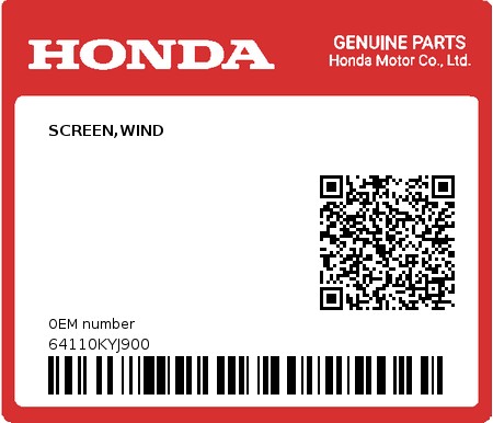 Product image: Honda - 64110KYJ900 - SCREEN,WIND  0