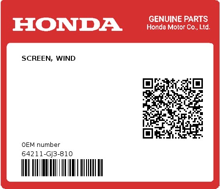 Product image: Honda - 64211-GJ3-810 - SCREEN, WIND  0