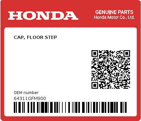 Product image: Honda - 64311GFM900 - CAP, FLOOR STEP  0