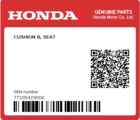 Product image: Honda - 77205429000 - CUSHION B, SEAT  0