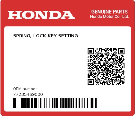Product image: Honda - 77235469000 - SPRING, LOCK KEY SETTING  0