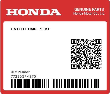 Product image: Honda - 77235GFM970 - CATCH COMP., SEAT  0