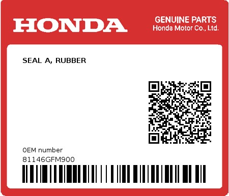 Product image: Honda - 81146GFM900 - SEAL A, RUBBER  0