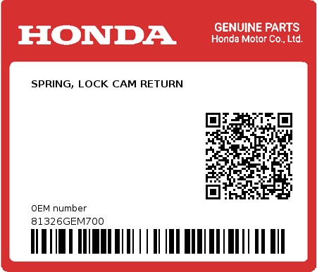 Product image: Honda - 81326GEM700 - SPRING, LOCK CAM RETURN  0