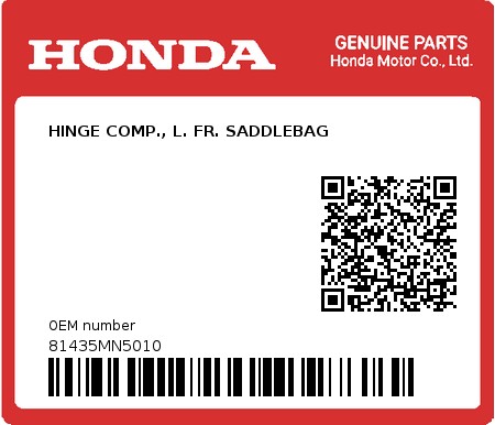 Product image: Honda - 81435MN5010 - HINGE COMP., L. FR. SADDLEBAG  0