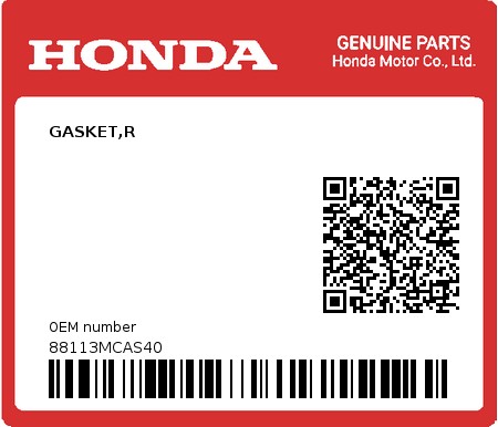 Product image: Honda - 88113MCAS40 - GASKET,R  0