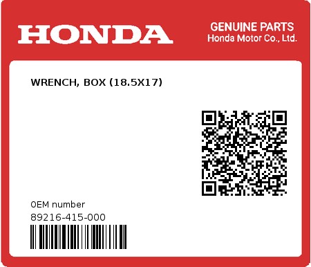 Product image: Honda - 89216-415-000 - WRENCH, BOX (18.5X17)  0