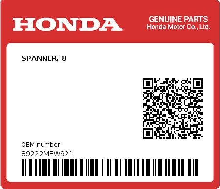 Product image: Honda - 89222MEW921 - SPANNER, 8  0