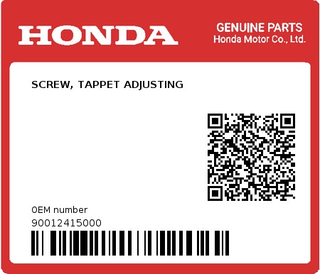 Product image: Honda - 90012415000 - SCREW, TAPPET ADJUSTING  0