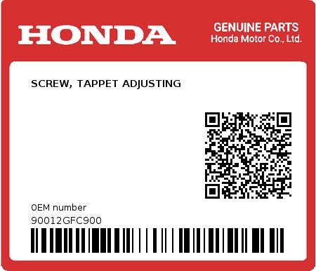 Product image: Honda - 90012GFC900 - SCREW, TAPPET ADJUSTING  0