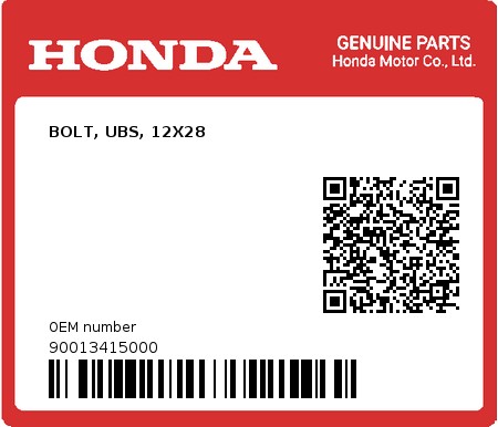 Product image: Honda - 90013415000 - BOLT, UBS, 12X28  0