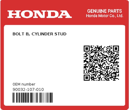 Product image: Honda - 90032-107-010 - BOLT B, CYLINDER STUD  0