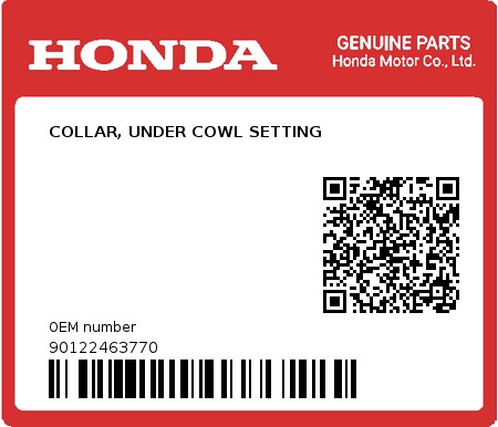 Product image: Honda - 90122463770 - COLLAR, UNDER COWL SETTING  0