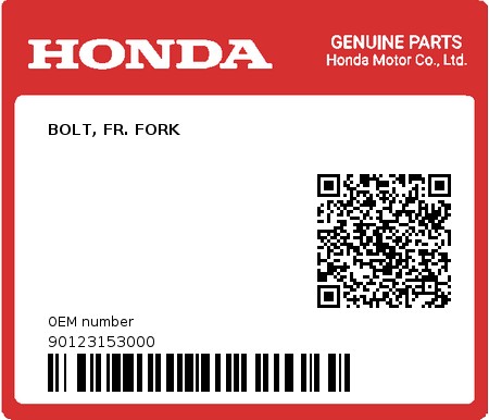 Product image: Honda - 90123153000 - BOLT, FR. FORK  0