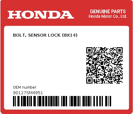 Product image: Honda - 90127SM4951 - BOLT, SENSOR LOCK (8X14)  0