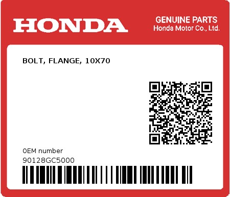 Product image: Honda - 90128GC5000 - BOLT, FLANGE, 10X70  0