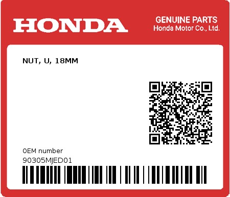 Product image: Honda - 90305MJED01 - NUT, U, 18MM  0