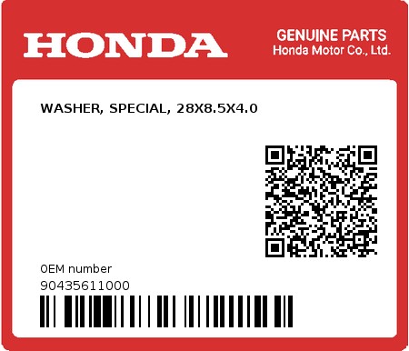 Product image: Honda - 90435611000 - WASHER, SPECIAL, 28X8.5X4.0  0