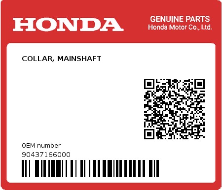 Product image: Honda - 90437166000 - COLLAR, MAINSHAFT  0