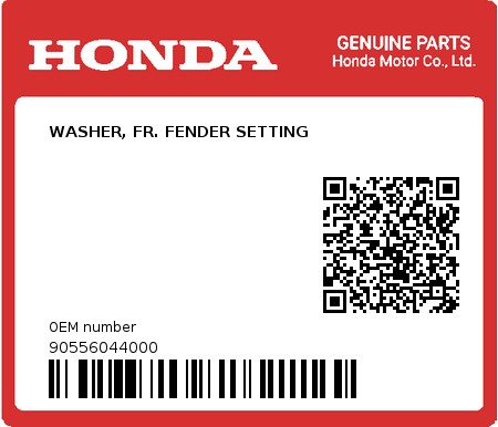 Product image: Honda - 90556044000 - WASHER, FR. FENDER SETTING  0