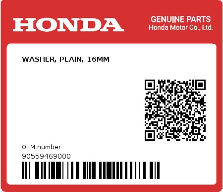 Product image: Honda - 90559469000 - WASHER, PLAIN, 16MM  0