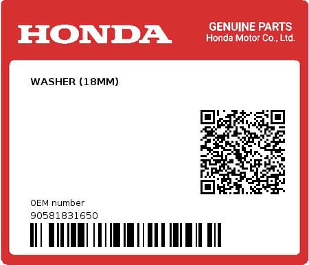 Product image: Honda - 90581831650 - WASHER (18MM)  0