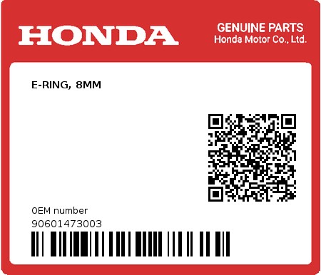 Product image: Honda - 90601473003 - E-RING, 8MM  0