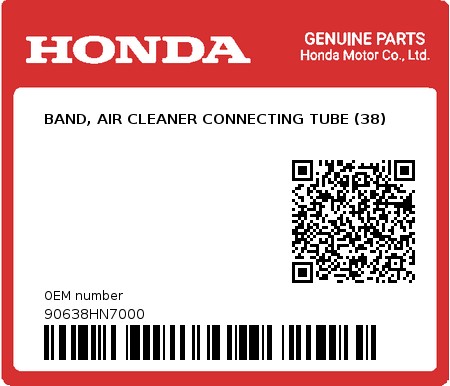 Product image: Honda - 90638HN7000 - BAND, AIR CLEANER CONNECTING TUBE (38)  0