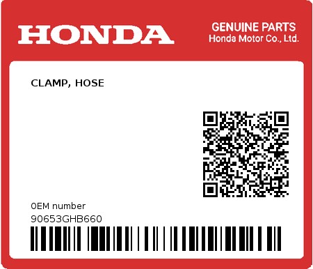 Product image: Honda - 90653GHB660 - CLAMP, HOSE  0