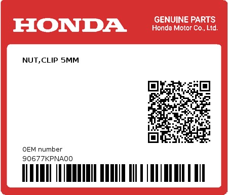Product image: Honda - 90677KPNA00 - NUT,CLIP 5MM  0