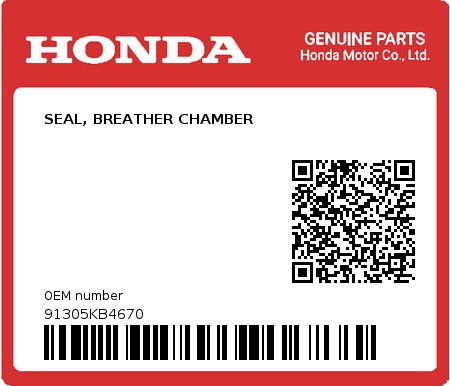 Product image: Honda - 91305KB4670 - SEAL, BREATHER CHAMBER  0