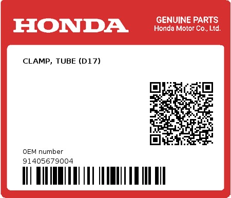 Product image: Honda - 91405679004 - CLAMP, TUBE (D17)  0
