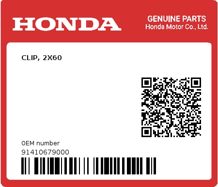 Product image: Honda - 91410679000 - CLIP, 2X60  0