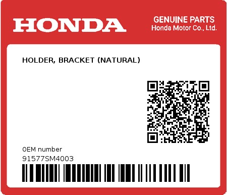 Product image: Honda - 91577SM4003 - HOLDER, BRACKET (NATURAL)  0