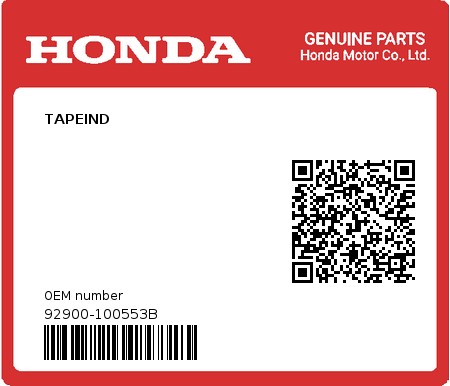 Product image: Honda - 92900-100553B - TAPEIND  0