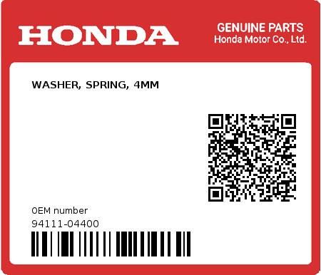 Product image: Honda - 94111-04400 - WASHER, SPRING, 4MM  0