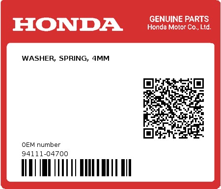 Product image: Honda - 94111-04700 - WASHER, SPRING, 4MM  0
