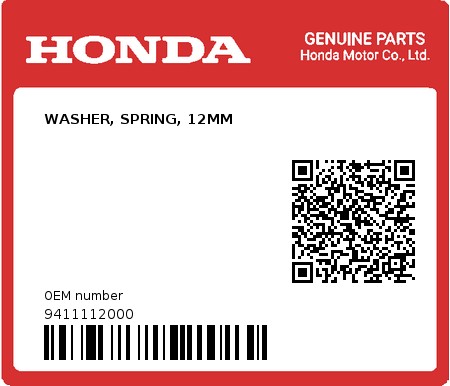 Product image: Honda - 9411112000 - WASHER, SPRING, 12MM  0