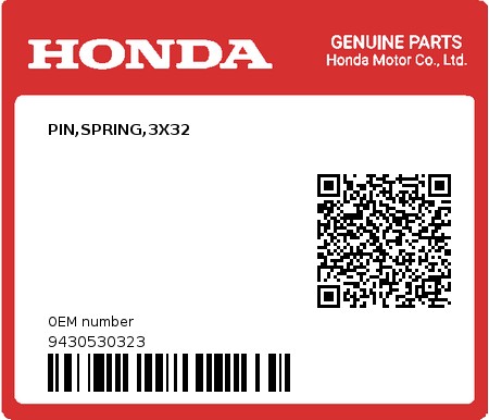 Product image: Honda - 9430530323 - PIN,SPRING,3X32  0