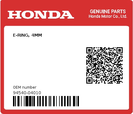 Product image: Honda - 94540-04010 - E-RING, 4MM  0