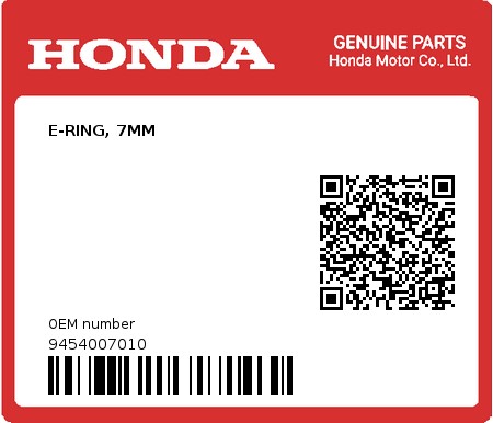 Product image: Honda - 9454007010 - E-RING, 7MM  0